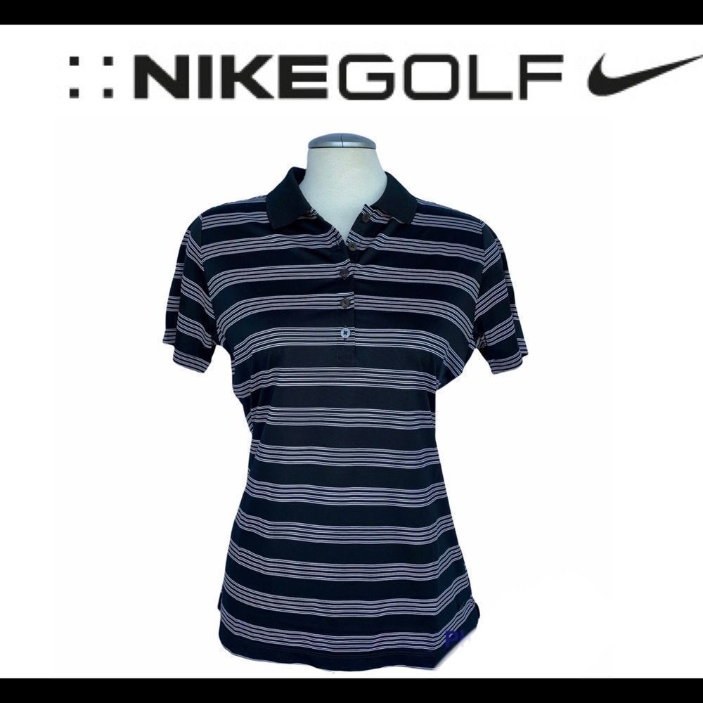 Women’s Nike golf black with white stripes shirt L